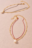 Pearl Bead Layered Bracelet- Red or Black