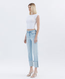 High Rise Cuffed Straight Jeans