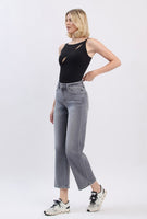 High Rise Ankle Wide Leg Jeans Gray Wash