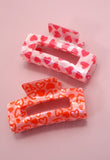 Valentine's Gift Rectangle Heart Hair Claw Clips
