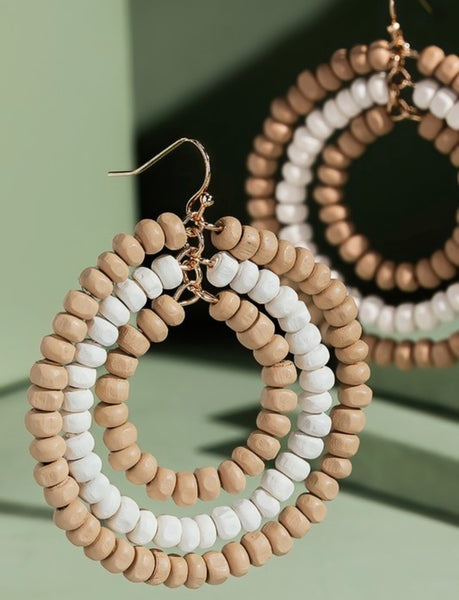 Triple Circle Wood Bead Earrings- 6 Colors