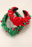 Christmas Pearl & Stone Beaded Headband