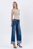 High Rise Cuffed Baggy Wide Leg Jeans
