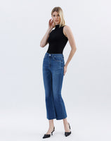 High Rise Raw Hem Kick Flare Jeans