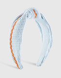 Waffle Ric Rac Top Knot Headband- Blue/Orange