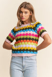 Spring Bloom Scalloped Multicolored Top