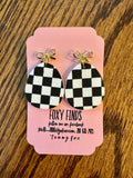 Checkered Egg Clay Earrings- 4 Styles