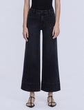 High Rise Patch Pocket Pin Tuck Black Wide Leg