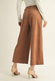 Carmel Suede Scalloped Wide Leg Pants
