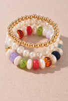 Multi Pearl Bead Bracelet Set Multi