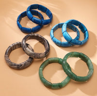 Emerald Green and Blue Natural Stone Elastic Bracelet