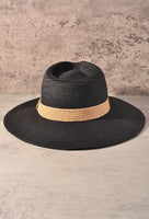 Straw Band Cowboy Sun Hat Black