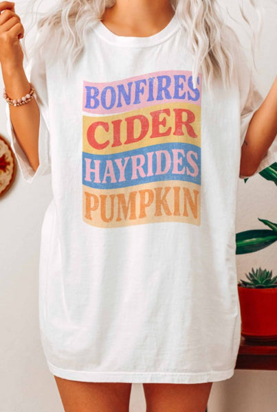 Bonfires, Cider, Hayrides Pumpkin Graphic Tee