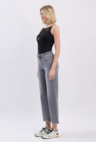 High Rise Ankle Wide Leg Jeans Gray Wash