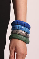 Emerald Green and Blue Natural Stone Elastic Bracelet