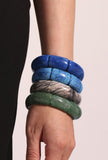 Emerald Green and Blue Natural Stone Elastic Bracelet