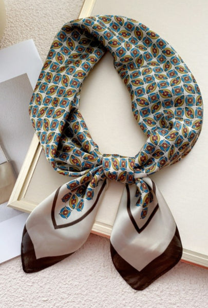 Print Neck Scarf Brown