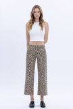 Leopard Ankle Wide Leg Raw Hem Jeans