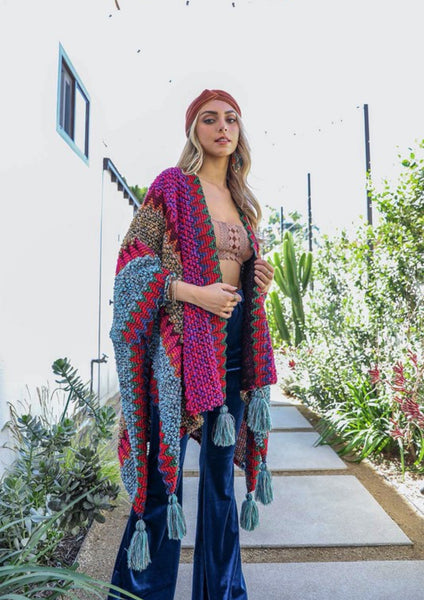 Colorful Crochet Patterned Ruana