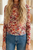 White Lettuce Trim Floral Mesh Top