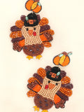 Pumpkin and Turkey Beaded Earrings