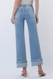 Mid Rise Medium Light Cuffed Wide Jeans