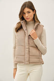 Mocha Suede Feel Puffer Vest