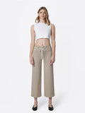 High Rise Taupe Crop Wide Leg Jeans