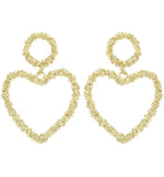 Textured Heart Post Dangle Earrings