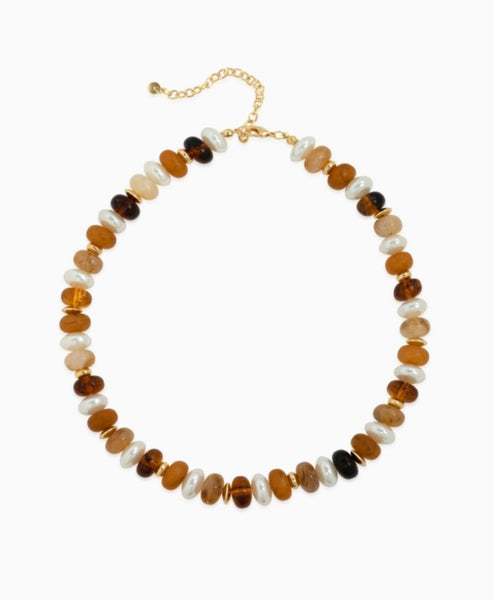 Brown Marble Color Pearl Beaded Necklace
