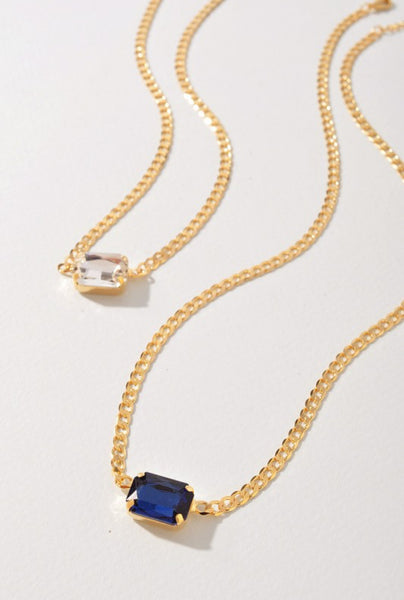 Crystal Pendant Gold Dipped Necklace-2 Colors