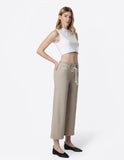 High Rise Taupe Crop Wide Leg Jeans