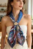 Scarf Necklace with Hammered Gold Disc Green