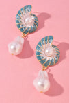 Seashell Pearl Bead Earrings