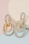 Gold Plated Two Tone Layered Oval Hoops Dangle
Earrings