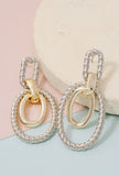 Gold Plated Two Tone Layered Oval Hoops Dangle
Earrings