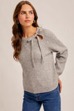 Aubrie Cut Out Tie Sweater
