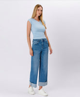 High Rise Cuffed Baggy Denim