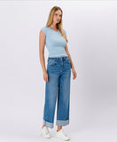 High Rise Cuffed Baggy Denim