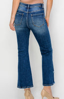 High Rise Crop Flare Distressed Jeans