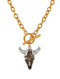 Titanium Steel Bull Head Toggle Chain Necklace- 2 Colors