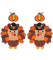 Pumpkin and Turkey Beaded Earrings