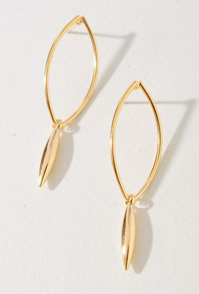 Pointed Oval Gold Dipped Earrings
