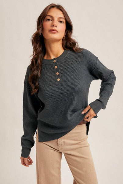 Mae Henley Sweater Dark Teal