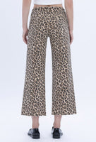 Leopard Ankle Wide Leg Raw Hem Jeans