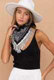 Bandanna Scarf With Sequin Fringe
