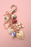 PORCELAIN BOWS HEARTS PEARL STRAWBERRY BAG CHARM