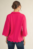 Mia Scalloped Top Fuchsia