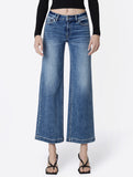 Mid Rise Medium Wash Ankle Wide Jeans