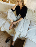 High Rise Patch Pocket Muted Leopard Print Baggy Wide Jeans